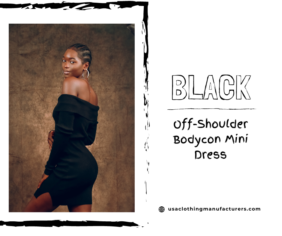 black off-shoulder bodycon dress