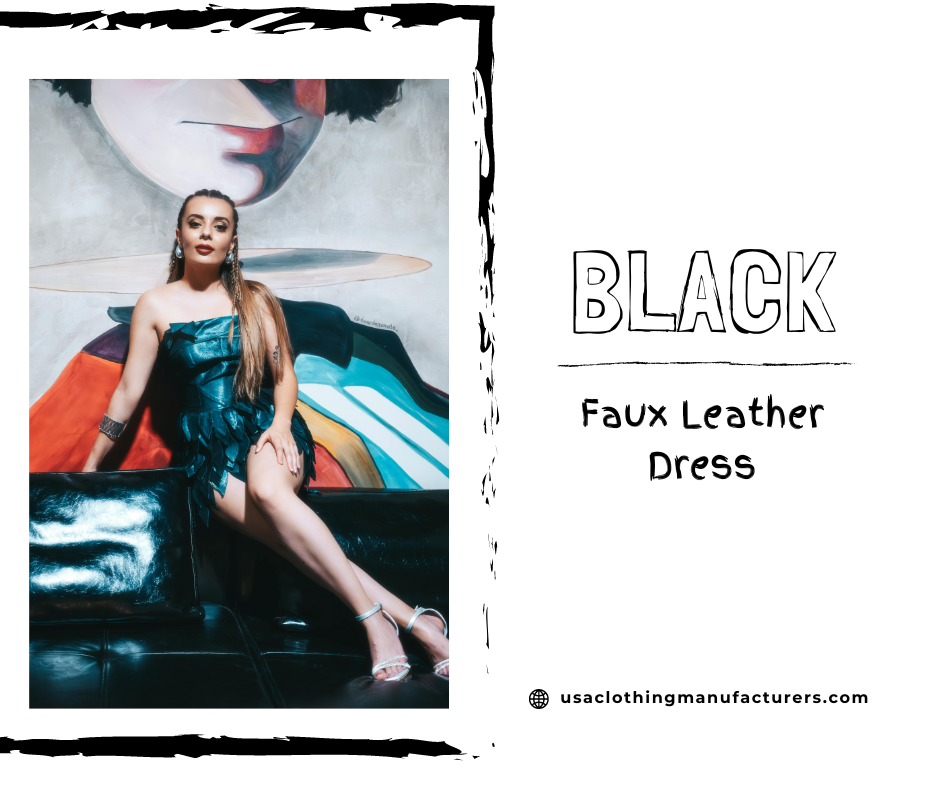 faux black leather dress