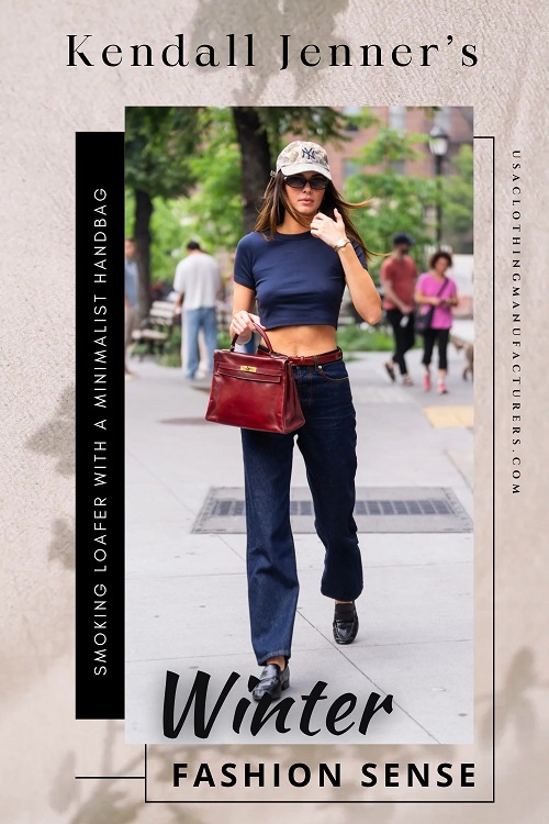 Kendall Jenners Smoking Loafer with a Minimalist Handbag