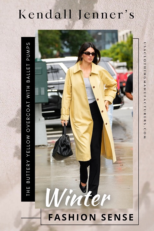 Kendall Jenner & The Buttery Yellow Overcoat with Ballet Pumps