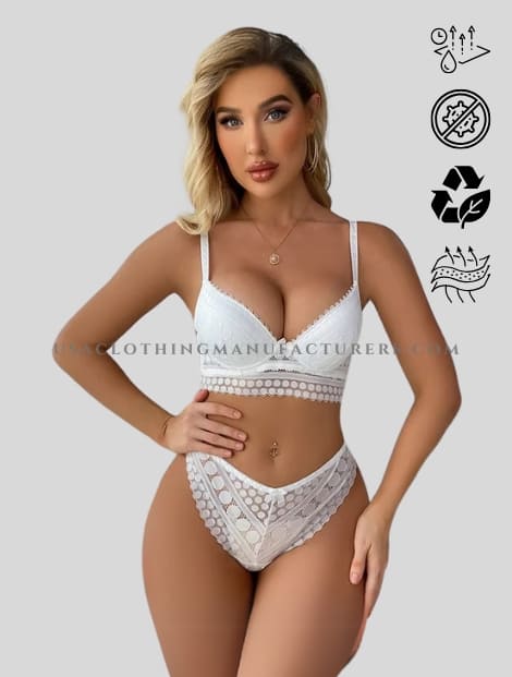 White Designer Lace Lingerie Set in Bulk