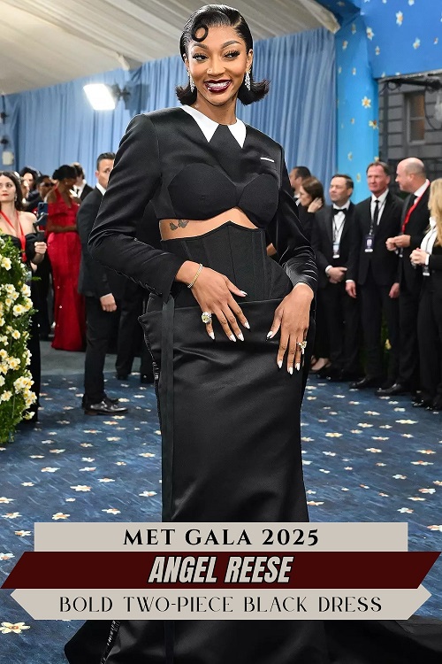 Angel Reese in Bold Two-Piece Black Dress