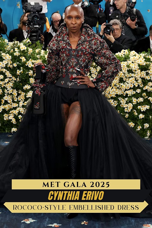 Cynthia Erivo in Rococo-Style Embellished Dress