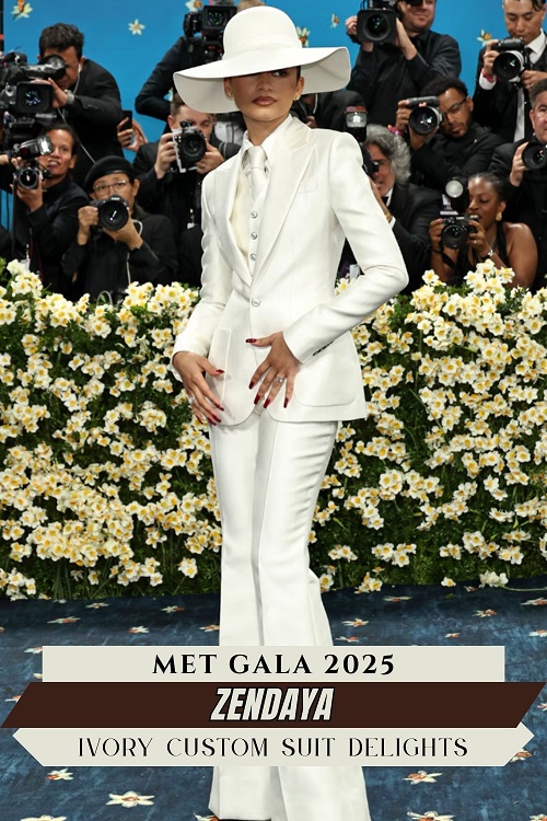 Zendaya in Ivory Custom Suit Delights