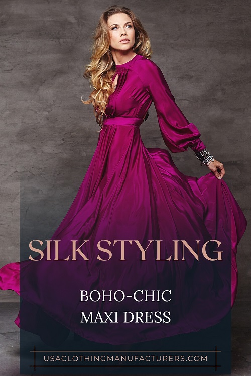 Boho-Chic Silk Maxi Dress