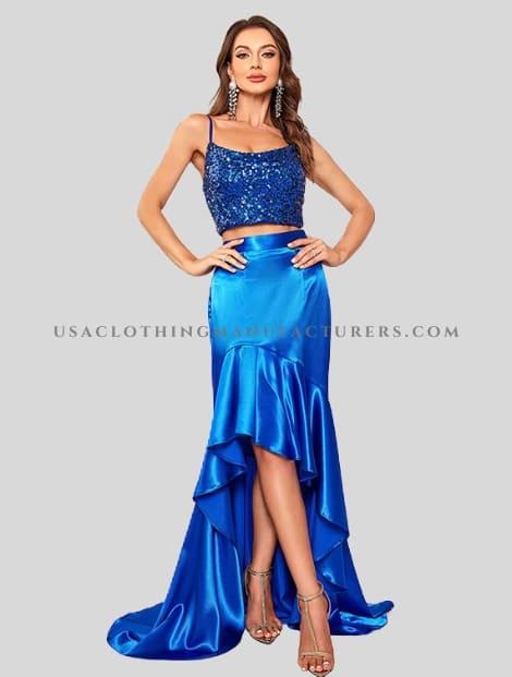 Bright Blue Asymmetrical Long Skirt Manufacturer