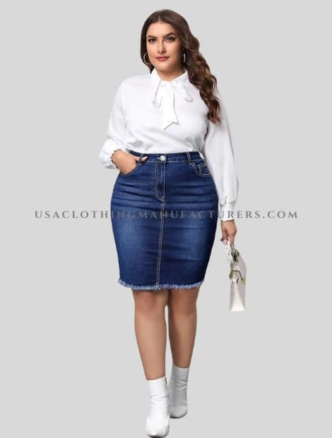 Denim Knee Lenth Mini Skirt for Women Supplier