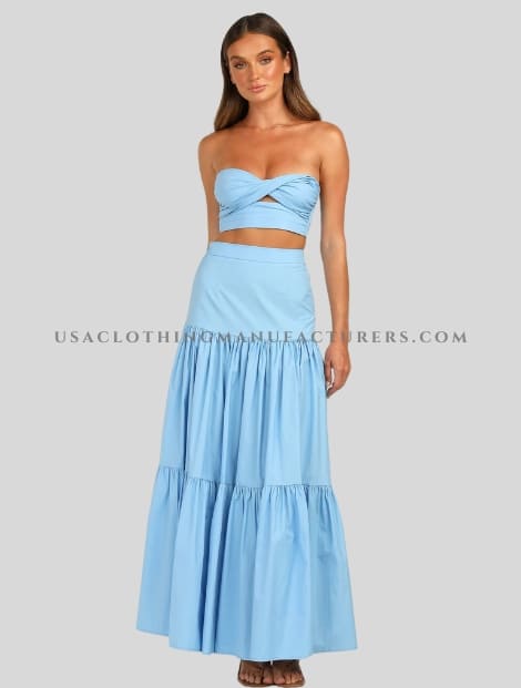 Light Blue 3 Layered Ruffle Skirt Wholesaler