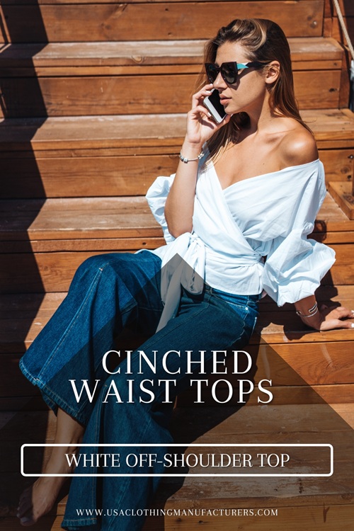 Cinched White Off-Shoulder Top Cinched White Off-Shoulder Top