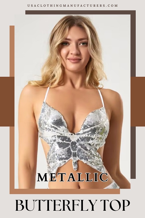 Metallic Butterfly Top