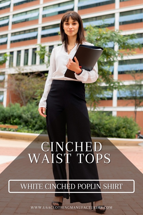 White Cinched Poplin Shirt White Cinched Poplin Shirt