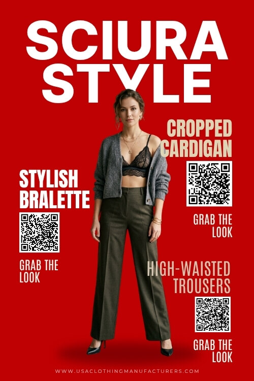 Cropped Cardigan with Bralette and Trousers Sciura Style Guide