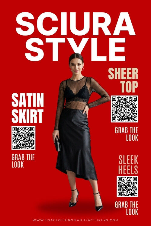 Sheer Top with Satin Skirt and Heels Sciura Style Aesthetic