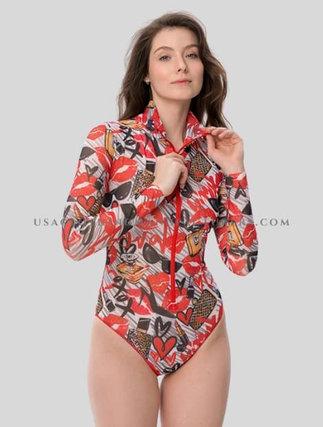 sustainable printed front zip beachwear manufacturer