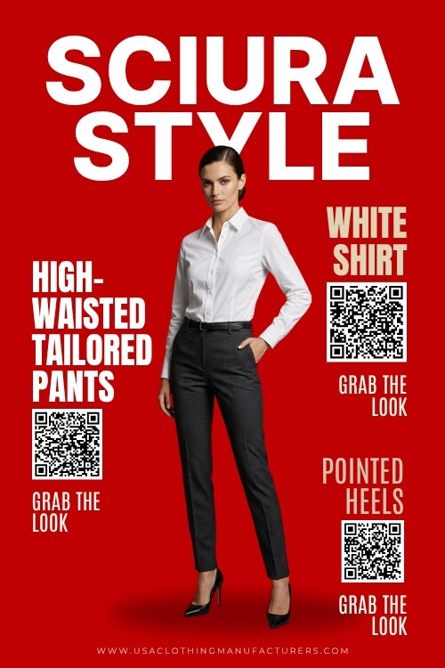 White Shirt with Tailored Pants and Heels Sciura Style in Modern Edge