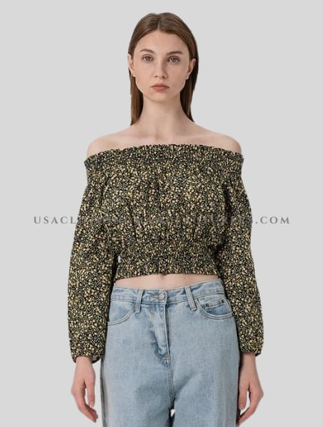 floral print off shoulder crop top manufacturer