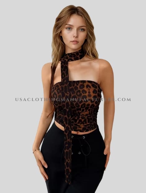 leopard print fitted crop top manufacturer