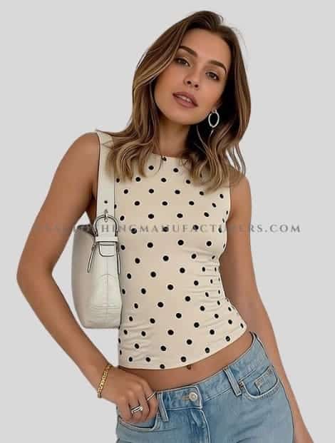 slim fit polka dot crop top in bulk