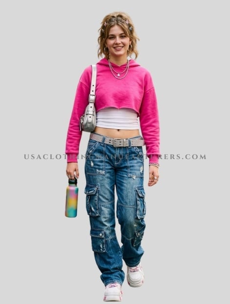 wholesale Y2K cropped hoodie for women
