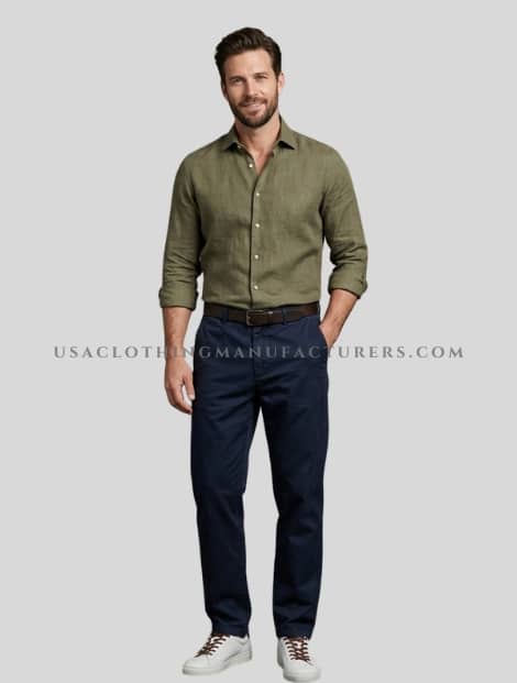 blue relaxed fit trousers for men wholesale