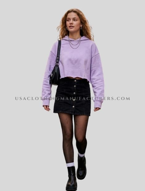 wholesale cropped hoodie with raw hem