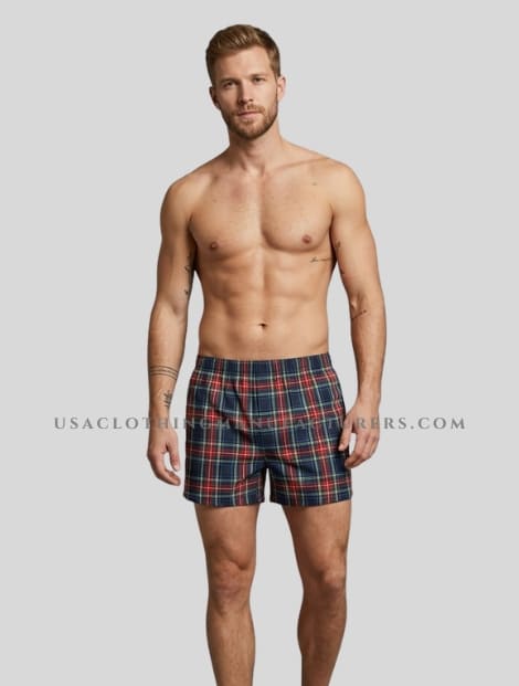 Wholesale Plaid Cotton Mens Boxer plaid cotton mens boxer manufacturer