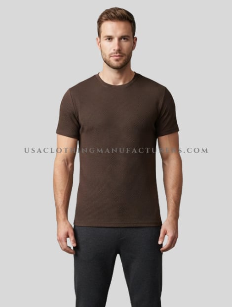 wholesale brown textured short sleeve dry fit tshirt