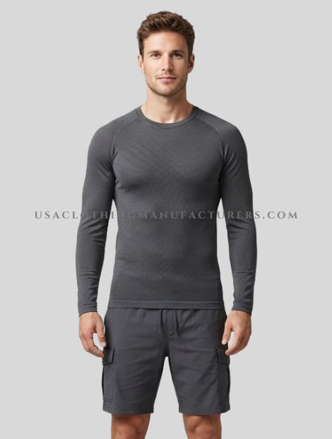 Wholesale Mens Charcoal Long Sleeve Dry Fit Shirt mens charcoal long sleeve dry fit shirt manufacturer