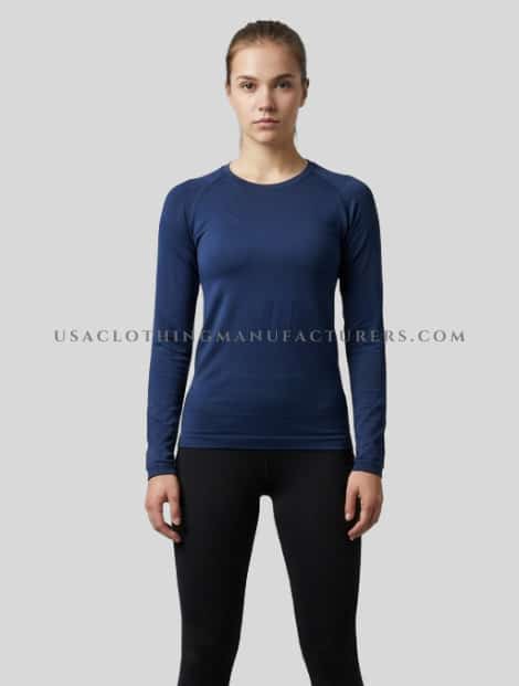 Wholesale Navy Blue Women’s Long Sleeve Dry Fit Shirt navy blue women's long sleeve dry fit shirt manufacturer