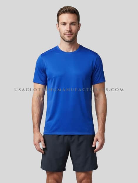 Wholesale Neon Blue Mens Short Sleeve Dry Fit Shirt neon blue mens short sleeve dry fit shirt manufacturer