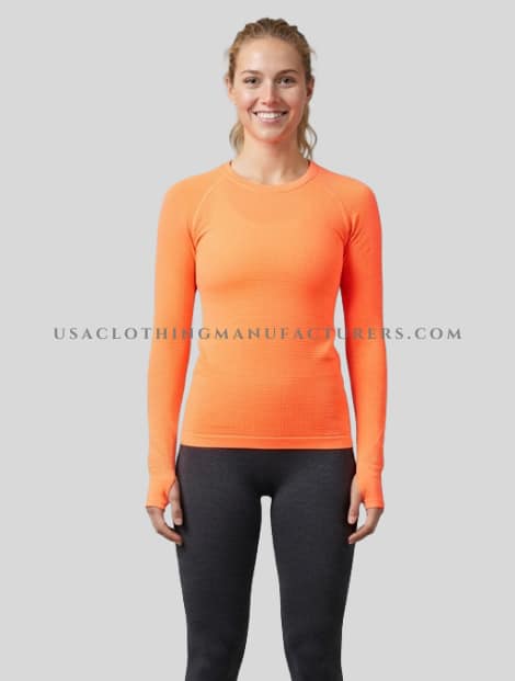 Neon Orange Women’s Long Sleeve Dry Fit Shirt Wholesaler neon orange women's long sleeve dry fit shirt supplier