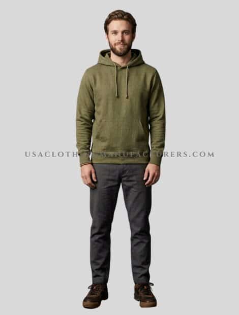 wholesale olive green mens organic cotton hoodie