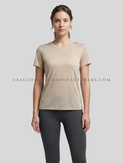 Womens Beige Short Sleeve Dry Fit Shirt Wholesaler womens beige short sleeve dry fit shirt supplier