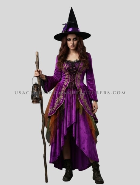 rich purple scary witch halloween costume supplier