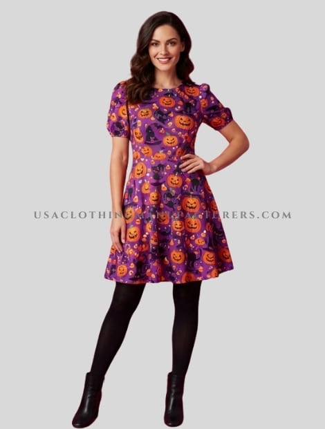 wholesale spooky printed one-piece party dress