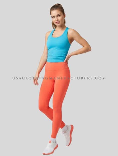 Blue Tank Top with Orange Yoga Leggings Manufacturer wholesale blue tank top with orange yoga leggings