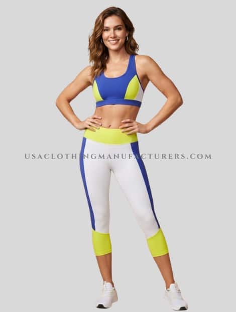 Color Block Sprots Bra with Capri Leggings Manufacturer wholesale color block sprots bra with capri leggings