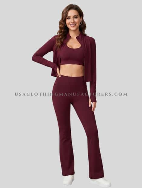 Wholesale Crop Jacket with Sports Bra and Leggings crop jacket with sports bra and leggings manufacturer