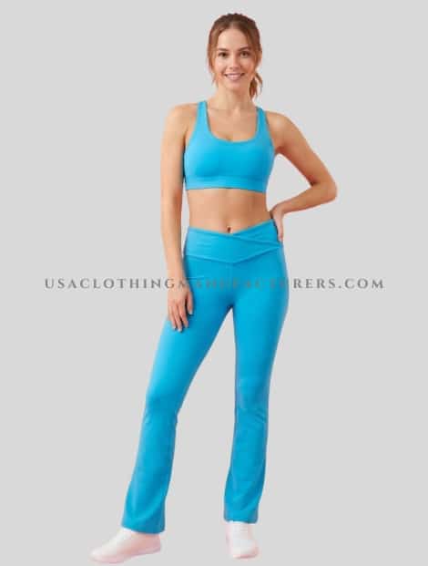 sports bra with cross-over flared leggings supplier